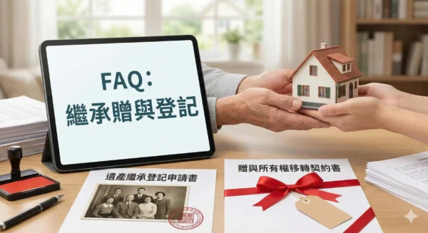 專業繼承贈與登記服務示意圖。展示泰欣地政士如何解決家族產權複雜的持分問題，這往往是啟動土地整合開發與老屋整合開發的關鍵前哨戰。強調結合不動產估價進行精準稅務試算，協助客戶將繼承後的資產順利傳承，以便投入後續的都更、危老重建規劃或土地、店面、商辦仲介買賣租賃市場。