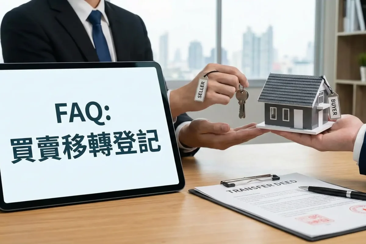 專業買賣移轉登記代書服務示意圖。展示泰欣地政士團隊如何協助客戶順利完成土地、店面、商辦仲介買賣租賃的過戶流程。強調在土地整合開發與都更、危老重建案件中，透過嚴謹的法律程序保障產權移轉安全，並結合不動產估價進行精準的稅務規劃。